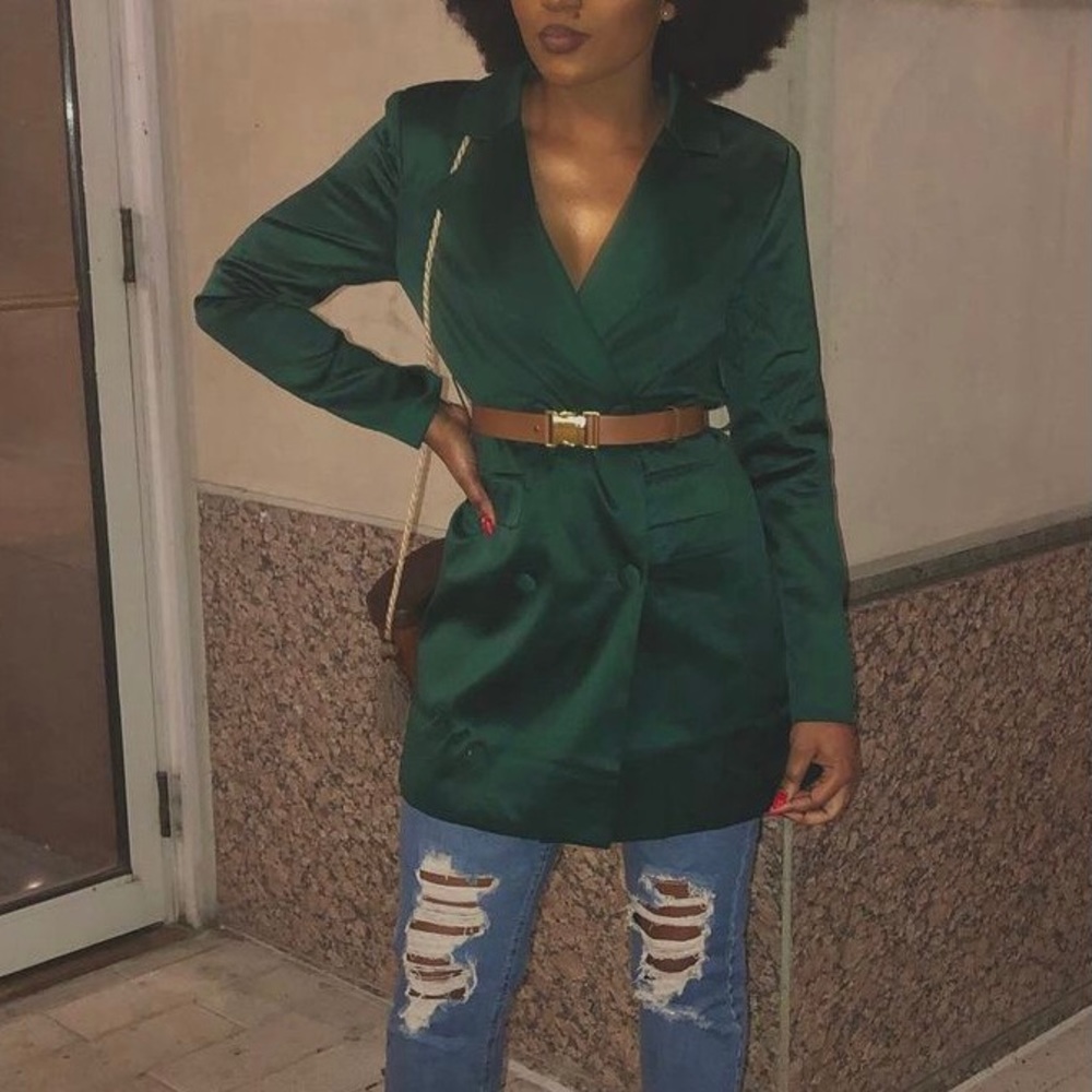 Nastygal blazer, comes with matching green belt! (Tan belt not included)